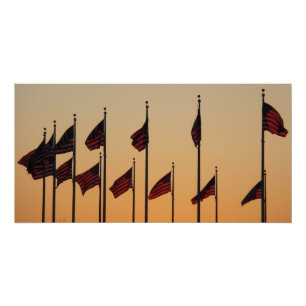 Póster Bandeiras nos EUA Patrióticos Sunset Americanos
