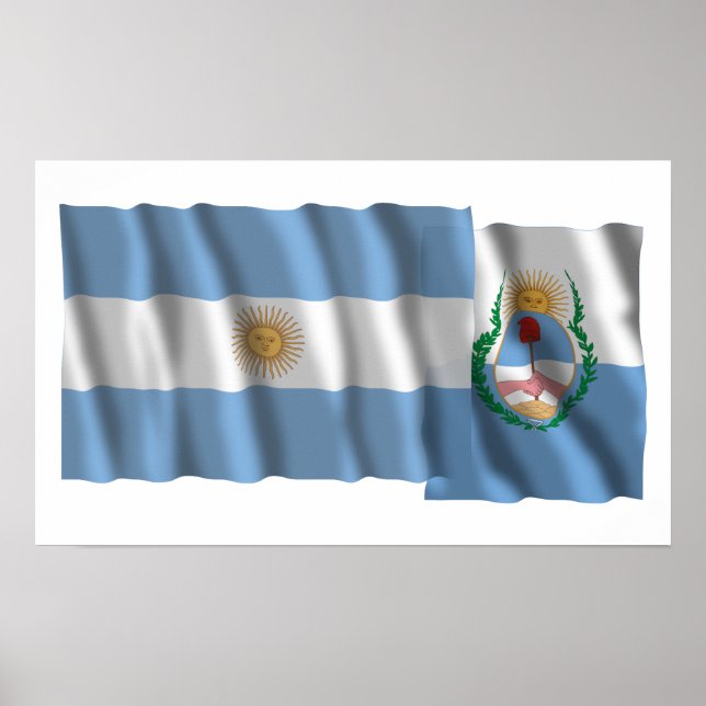 Póster Bandeiras para acenar com Argentina e Mendoza (Frente)