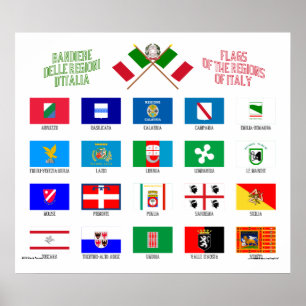 Póster Bandeiras regionais de Italia