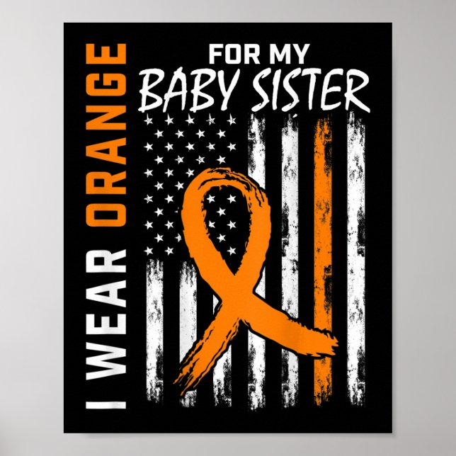 Poster Bandeja Laranja Irmã do Bebê Leucemia Bandeira (Frente)