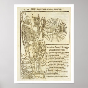 Póster Bandeja, o deus universal, e os elementos ele