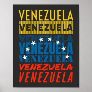 Poster Bandera de Venezuela hecha de la palabra Venezuela