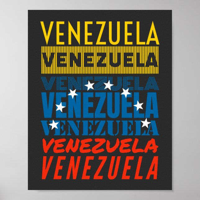 Poster Bandera de Venezuela hecha de la palabra Venezuela (Frente)