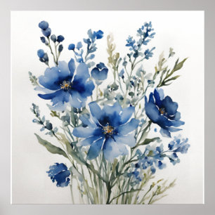 Poster Bando de Flores de Aquarela Elegante