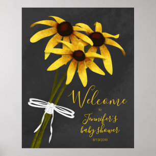 Poster bando de flores silvestres chá de fraldas de Susan