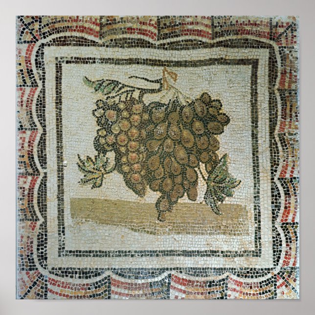 Poster Bando de uvas brancas, mosaico romano (Frente)