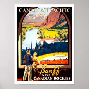 Poster Banff in the Canadian rockies, vintage travel