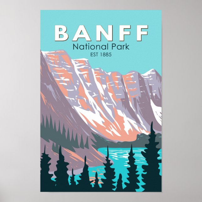 Poster Banff National Park Moraine Lake Vintage (Frente)