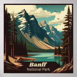Poster Banff National Park Square Vintage