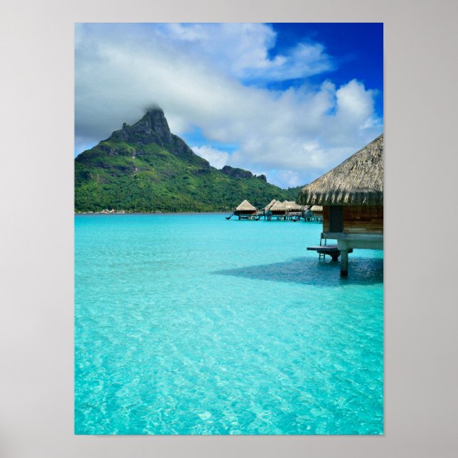Poster Bangalôs sobre a água em Bora Bora pôster vertical (Frente)