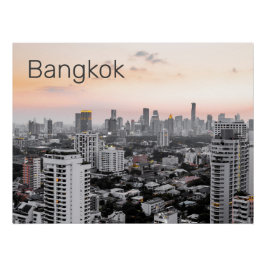Póster Bangkok Skyline Sunset Panorama BKK Tailândia