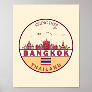 Poster Bangkok Tailândia Cidade do Skyline Emblem