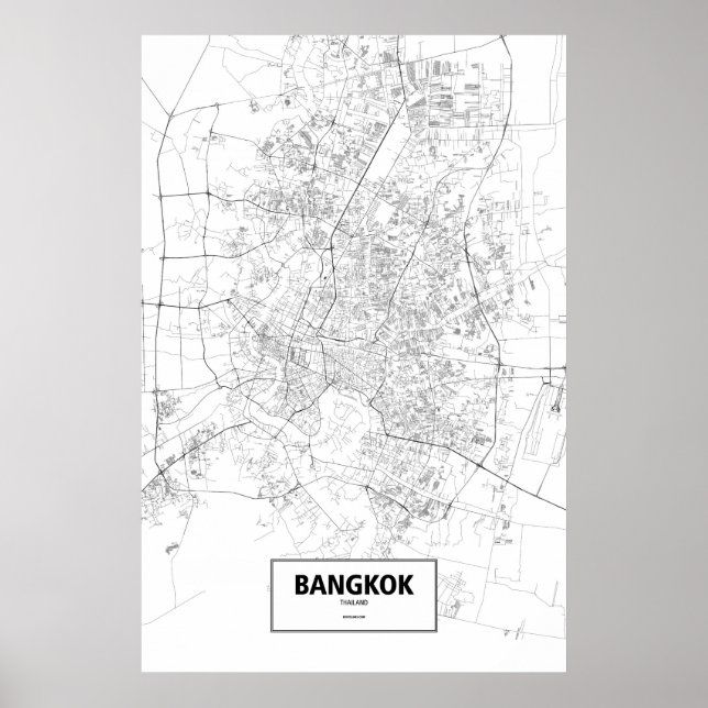 Poster Bangkok, Tailândia (preto no branco) (Frente)