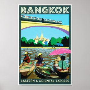Poster Bangkok, Viagens vintage da Tailândia