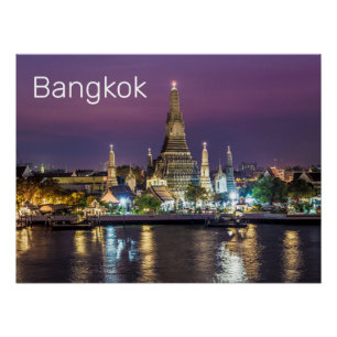 Póster Bangkok Wat Arun Sunset BKK Tailândia Souvenir