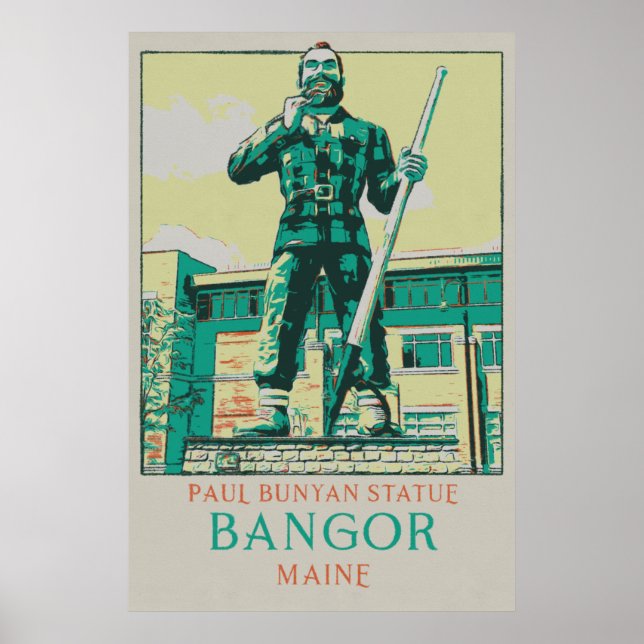 Poster Bangor Maine USA, Paul Bunyan Statue (Frente)