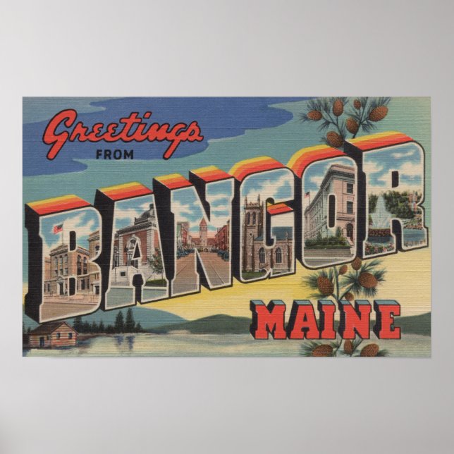 Póster Bangor, MaineLarge - Letra ScenesBangor, ME (Frente)