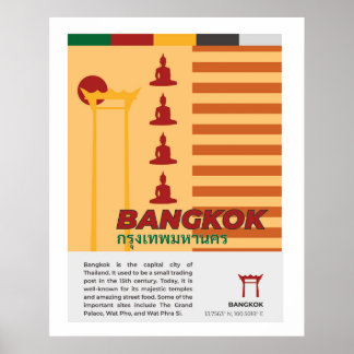 Poster Banguecoque Estilo Retro Tailândia Wall Art