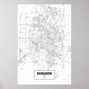 Poster Banguecoque, Tailândia (preto no branco)