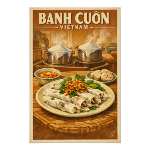 Póster Banh Cuon vietnamita, em um clássico retro