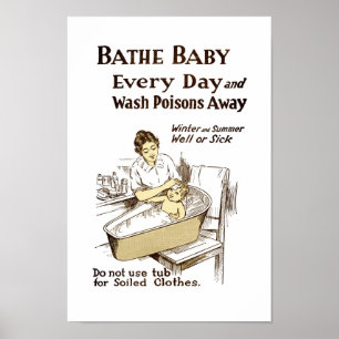 Póster Banhe seu bebê cada dia