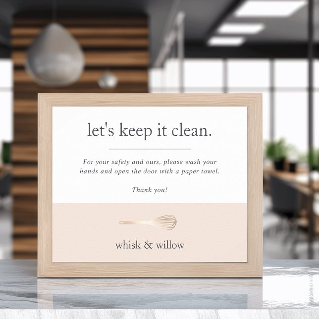 Poster Banheira Blush e Dourado Whisery Lavagem de mão (Criador carregado)