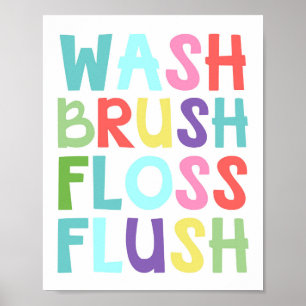 Poster Banheira Colorida Pincel Pincel Flush Kids