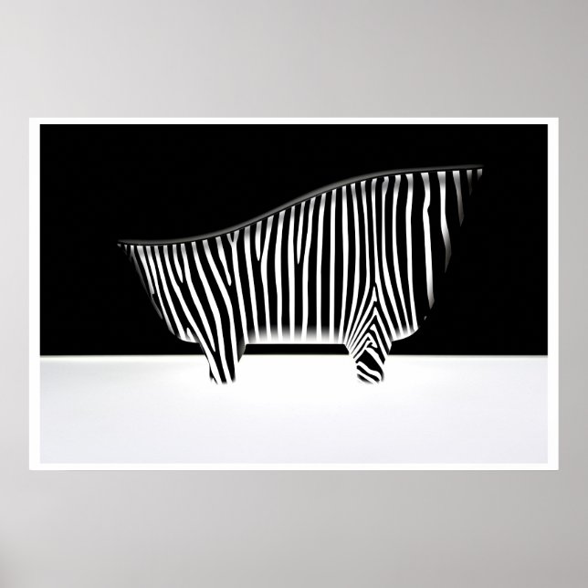 Póster Banheira com faixas de zebra (Frente)