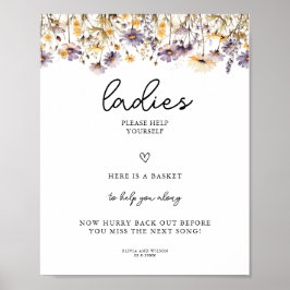 Poster Banheira de Casamento Floral Púrpura Elegante