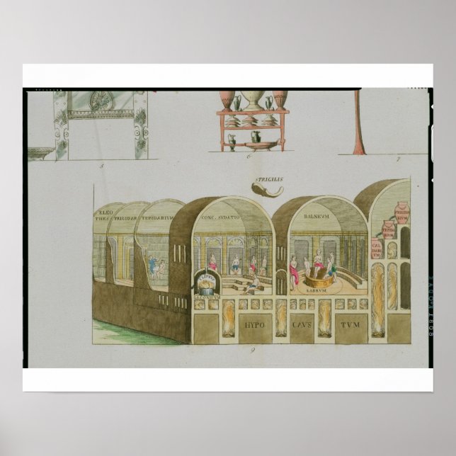 Póster Banheiras romanas, placa de "A História da Nação" (Frente)