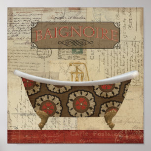 Póster Banheiro do francês do cartão