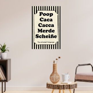 Poster Banheiro Engraçado Cocô – Humor de Banheiro Preto 