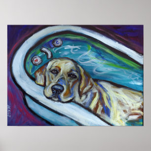 Póster Banho amarelo de Labrador