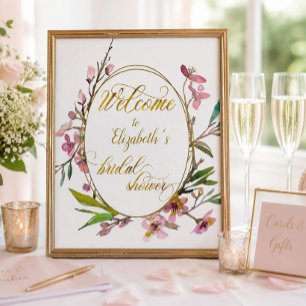 Poster Banho de Noiva Flor de Cerejeira em Dourado