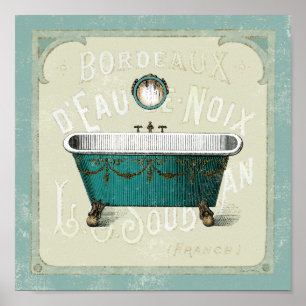 Póster Banho parisiense do vintage