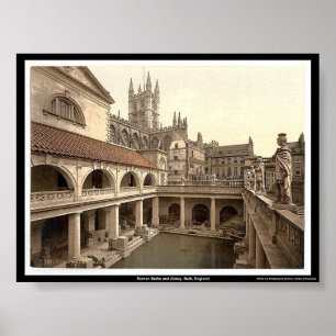Póster Banhos e abadia romanos, banho, Inglaterra