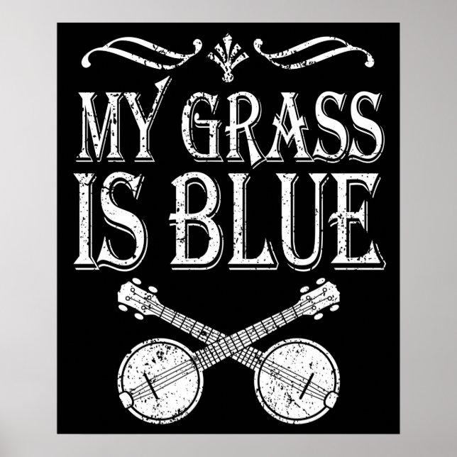 Poster Banjo Heartbeat Bluegrass Gift Country Music Banjo (Frente)
