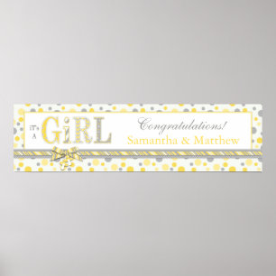 Poster Banner Cinza de Pontos Amarelos da GIRL