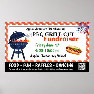 Poster Banner da Igreja PTO PTA do Fundraiser de GRILL de