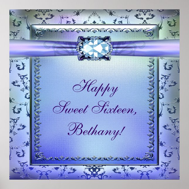 Póster Banner de 16 festas de Teal Roxo (Frente)