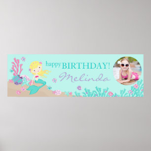 Póster Banner de Aniversário da Sereia Loira