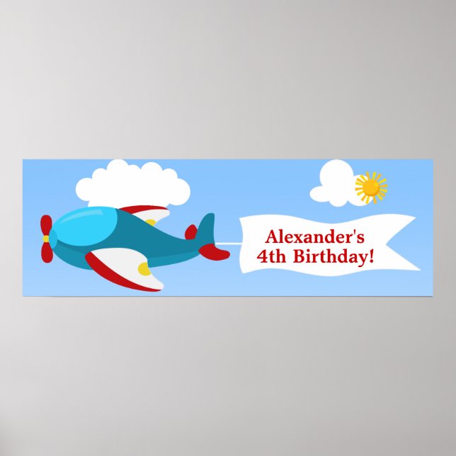 Póster Banner de Aniversário do Garoto do Avião (Frente)