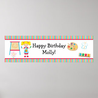 Póster Banner de Aniversário do Partido de Pintura 40x12