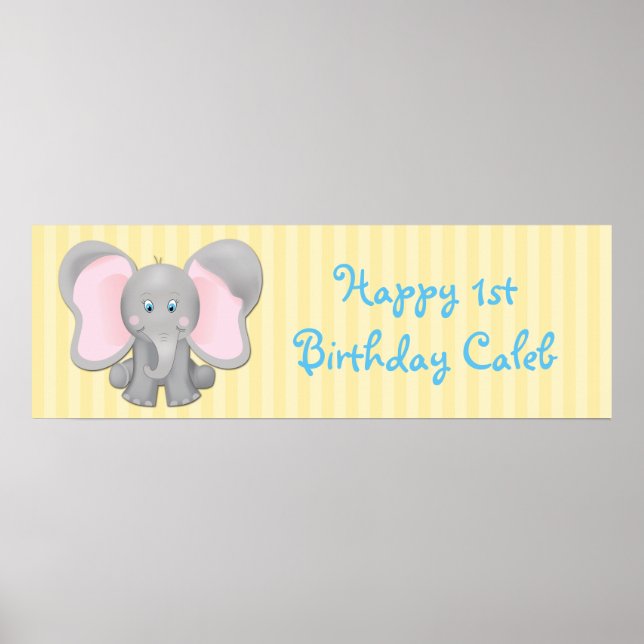 Poster Banner de Aniversário ou Festa de Chás do Elefante (Frente)