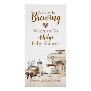 Póster Banner de Chá de Bebê 'Baby is Brewing Coffee'