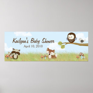 Póster Banner de Chá de fraldas de Amigos da Floresta