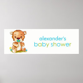 Póster Banner de Chá de fraldas de Bear Bear Boy com Cana