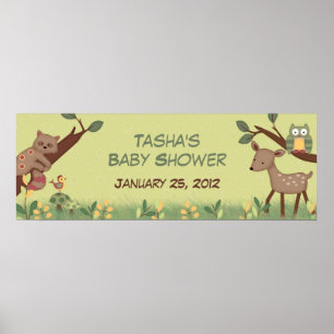 Poster Banner de Chá de fraldas de Floresta Encantada