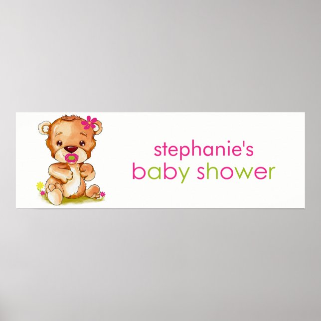 Poster Banner de Chá de fraldas do Bear Bear Bear Blinder (Frente)