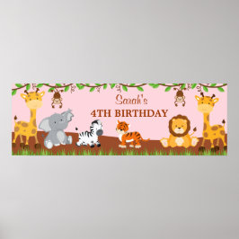 Póster Banner de Festa de aniversário da Selva Safari